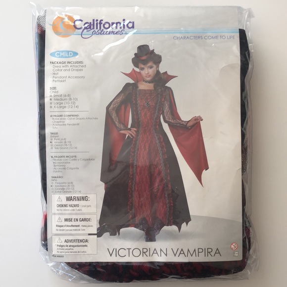 Girls Victorian Vampira Vintage Gothic Vampire Dress Costume - Picture 11 of 11